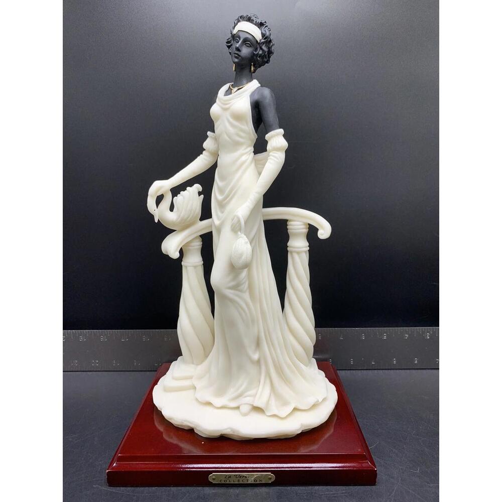 La Verona Collection Art Deco White And Black Female Figurine Goose Vintage